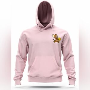 Tom & Jerry Pink Hoodie with Cartoon Graphic Size M